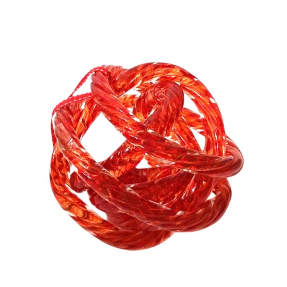 Murano Style Art Glass Blown Abstract Rope Knot‎ Sculpture 6"Lx5.5"H